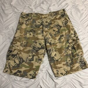 Makaveli Camo Cargo Shorts Size 40 2Pac Tupac All Over Print 100% Cotton Hip Hop